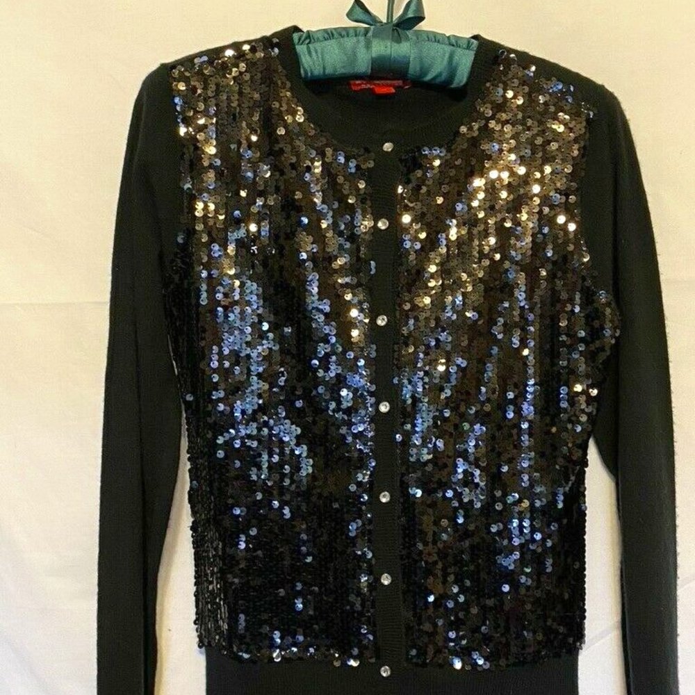 New York & Company Collection  Black Sequins Buttons Down Cardigan/Sweater~Sz.XS